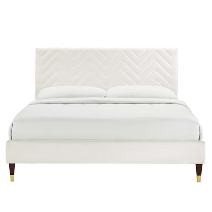 Leah Chevron Tufted Performance Velvet Platform Bed
