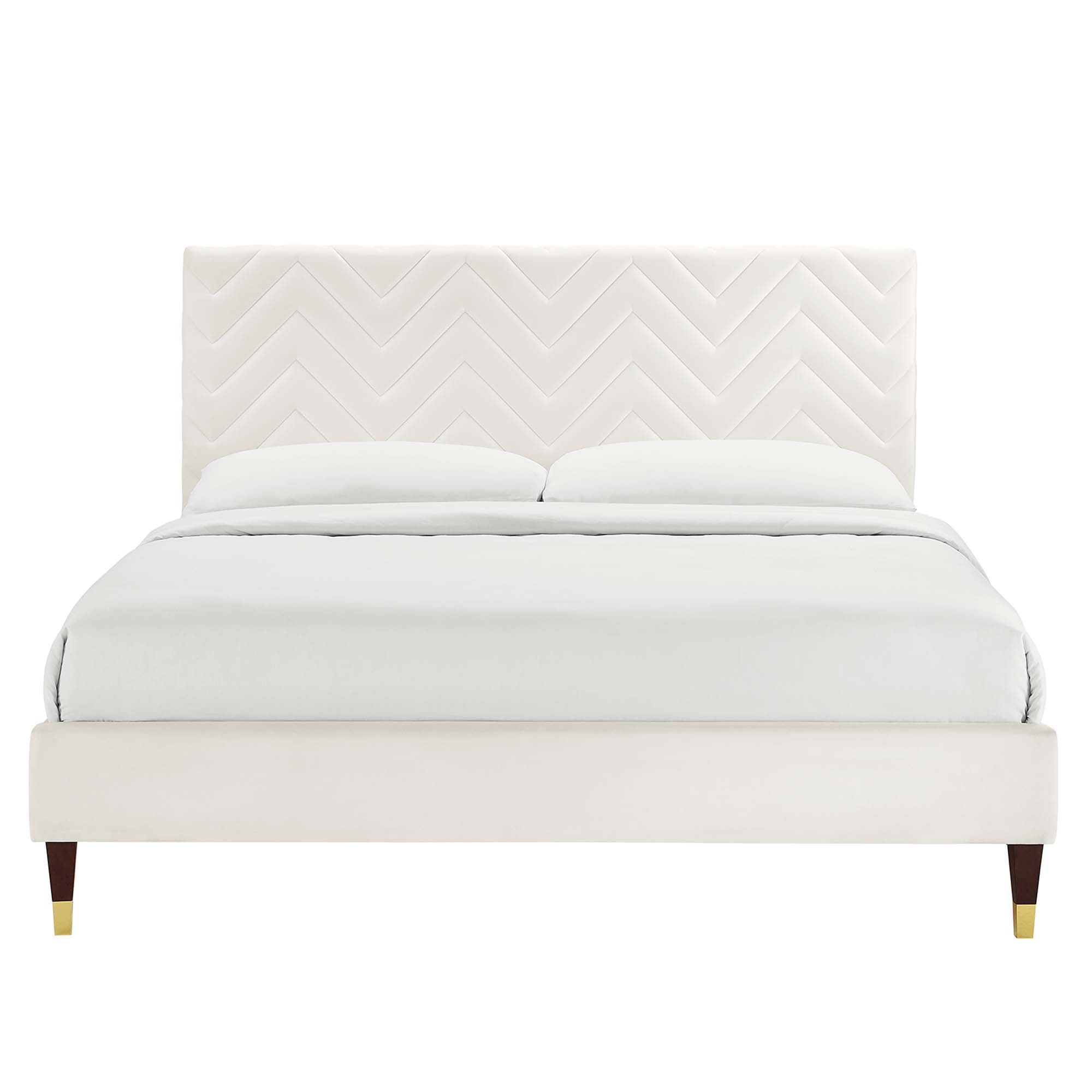 Leah Chevron Tufted Performance Velvet Queen Platform Bed