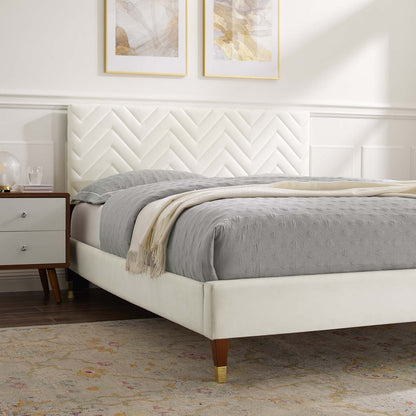 Leah Chevron Tufted Performance Velvet Platform Bed
