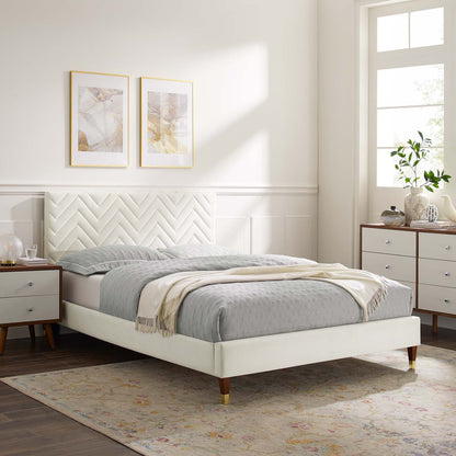 Leah Chevron Tufted Performance Velvet Platform Bed