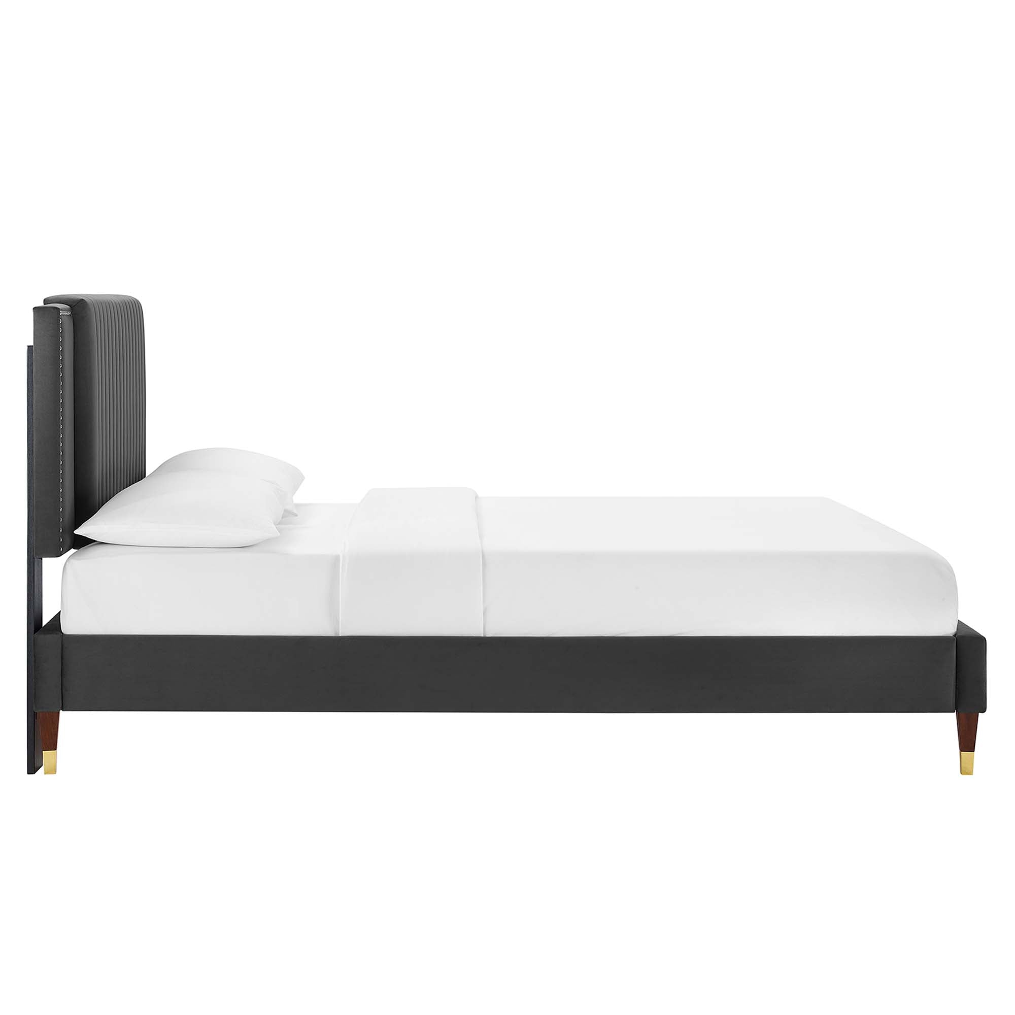 Zahra Channel Tufted Performance Velvet Queen Platform Bed