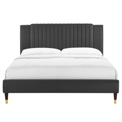 Zahra Channel Tufted Performance Velvet Platform Bed