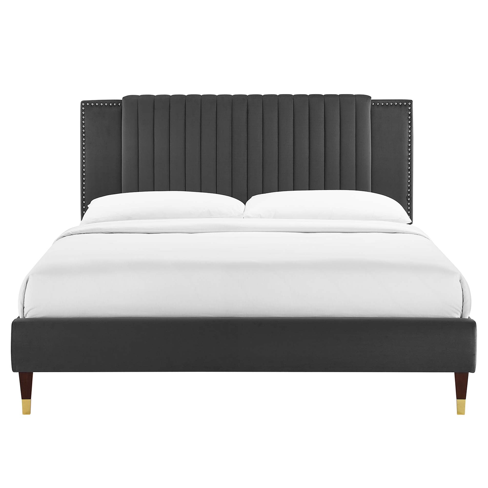 Zahra Channel Tufted Performance Velvet Queen Platform Bed