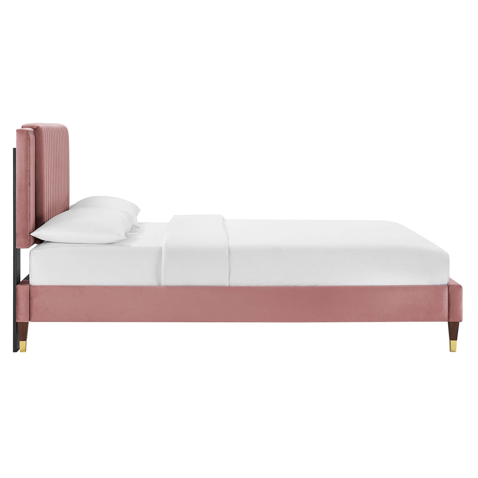 Zahra Channel Tufted Performance Velvet Queen Platform Bed