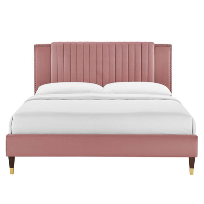 Zahra Channel Tufted Performance Velvet Platform Bed