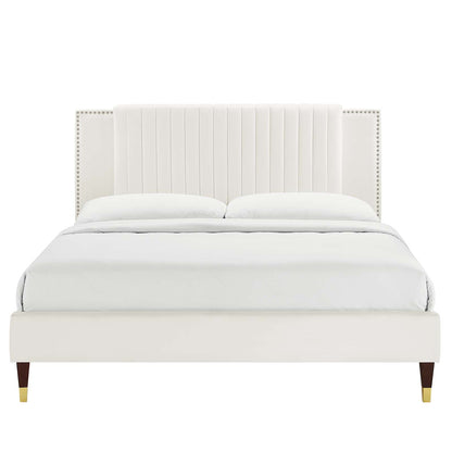 Zahra Channel Tufted Performance Velvet Platform Bed