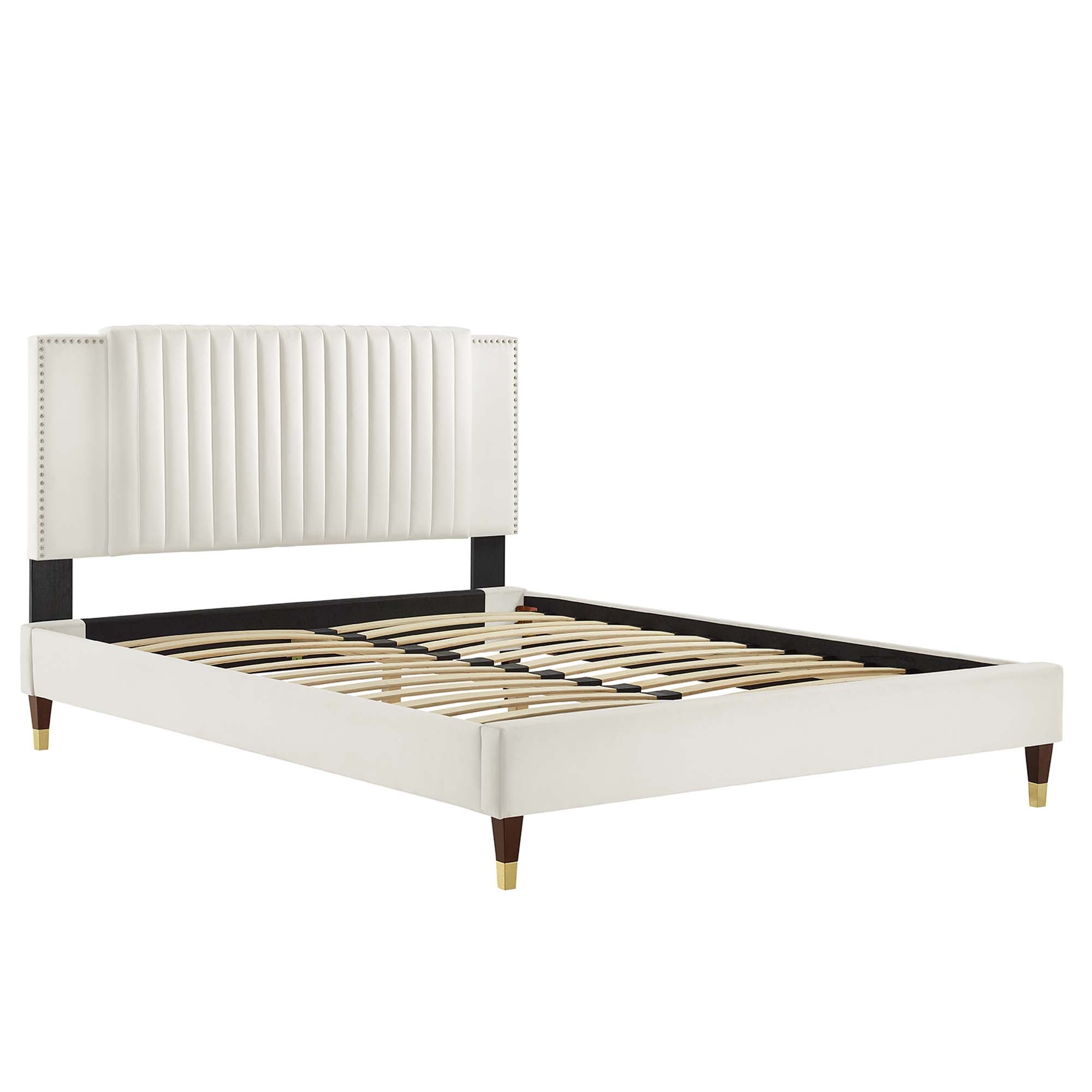 Zahra Channel Tufted Performance Velvet Queen Platform Bed