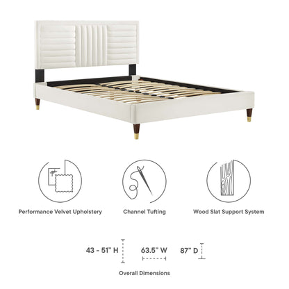 Sofia Channel Tufted Performance Velvet Queen Platform Bed