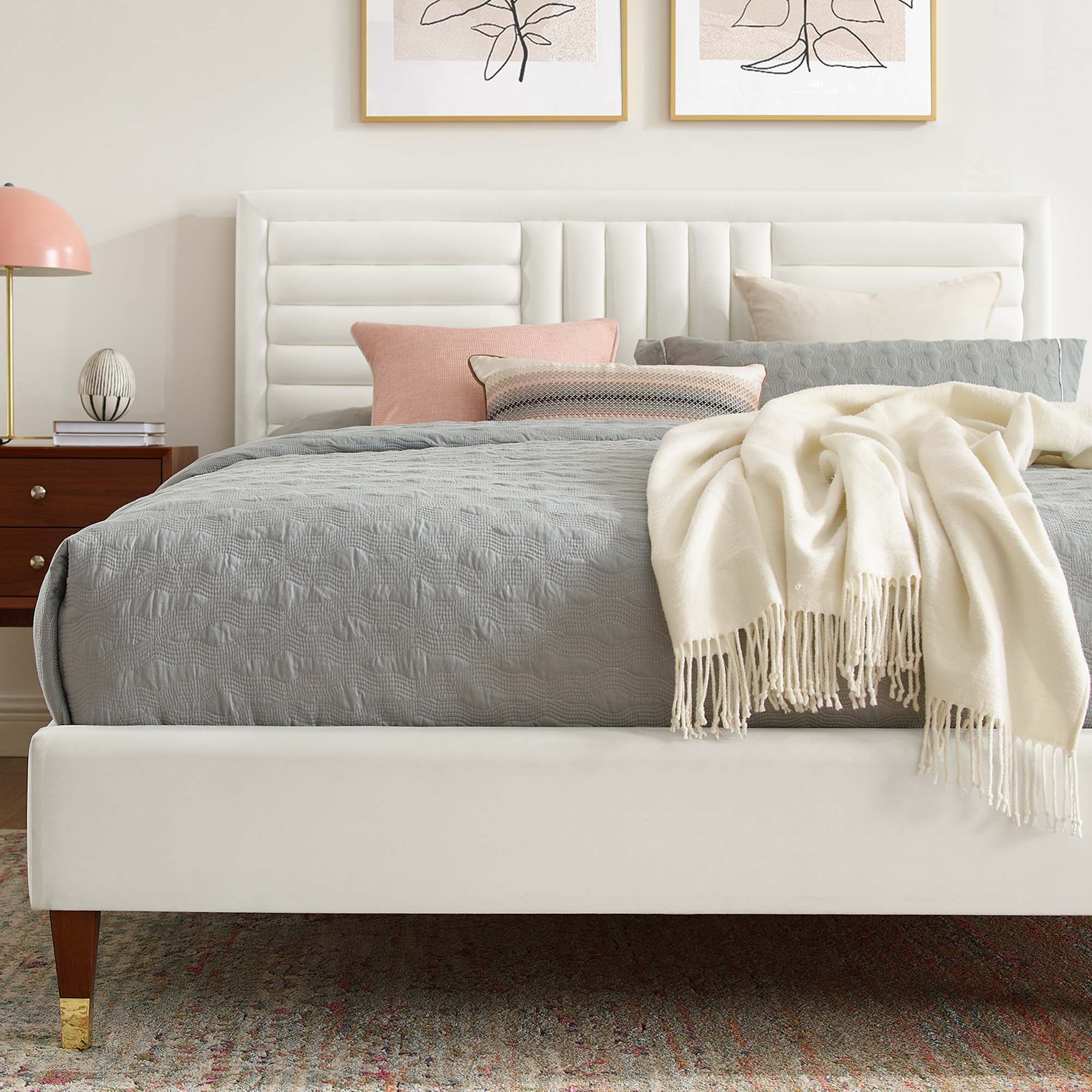 Sofia Channel Tufted Performance Velvet Queen Platform Bed