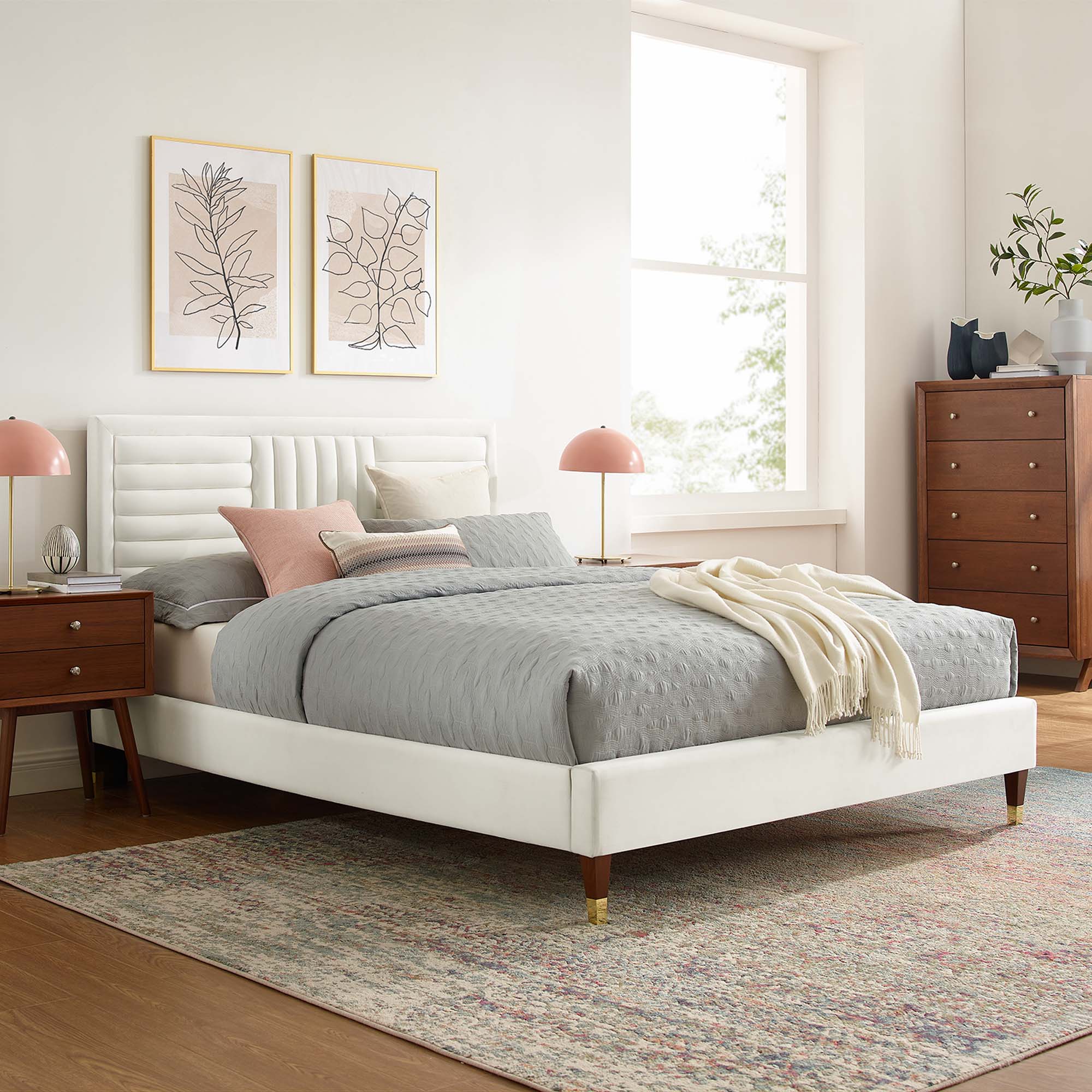 Sofia Channel Tufted Performance Velvet Queen Platform Bed