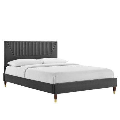 Yasmine Channel Tufted Performance Velvet Platform Bed