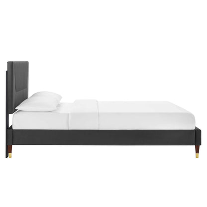 Yasmine Channel Tufted Performance Velvet Platform Bed