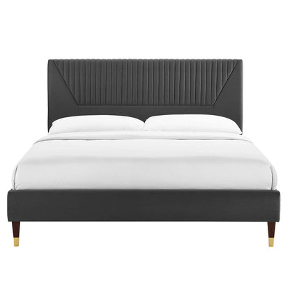 Yasmine Channel Tufted Performance Velvet Platform Bed
