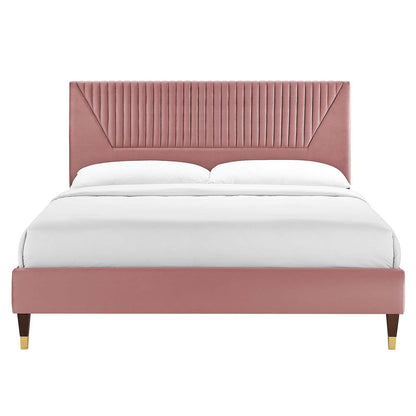 Yasmine Channel Tufted Performance Velvet Platform Bed
