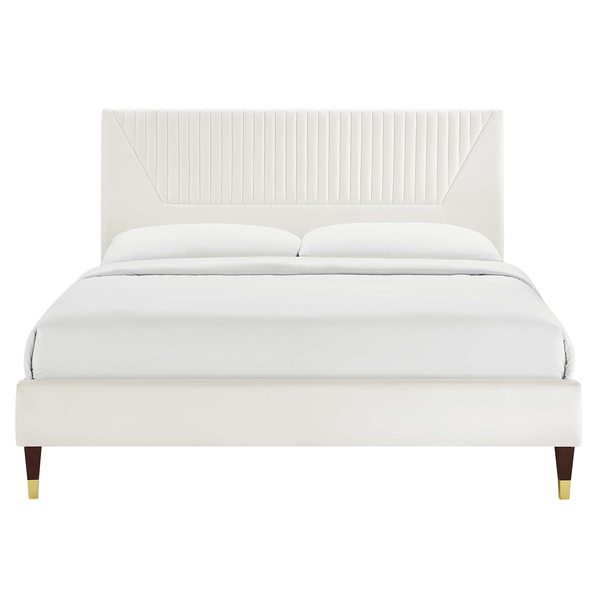 Yasmine Channel Tufted Performance Velvet Queen Platform Bed