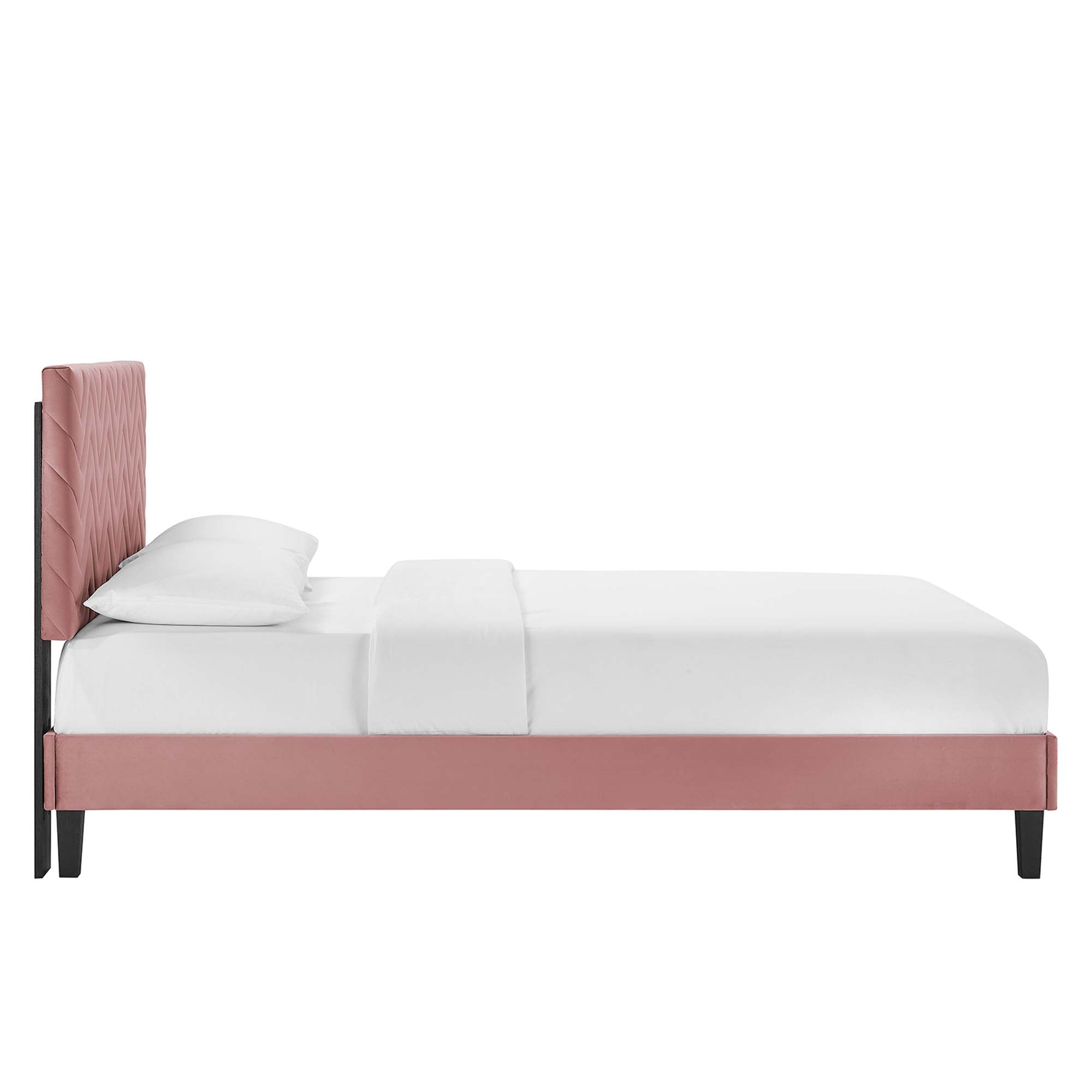 Leah Chevron Tufted Performance Velvet Queen Platform Bed