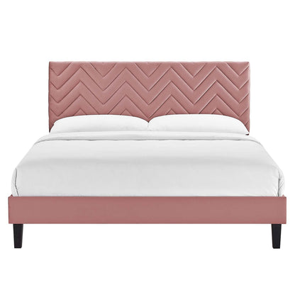 Leah Chevron Tufted Performance Velvet Platform Bed