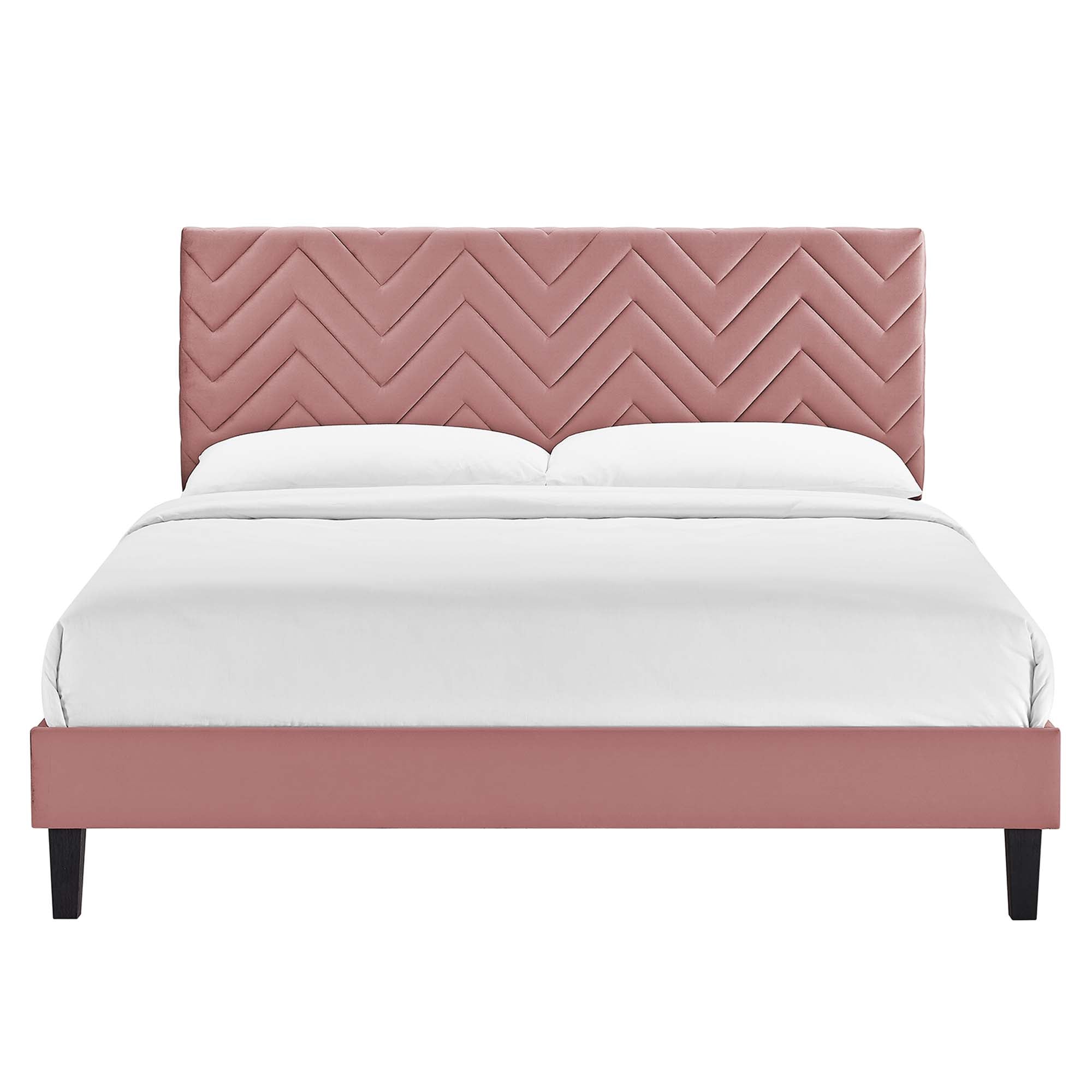 Leah Chevron Tufted Performance Velvet Queen Platform Bed