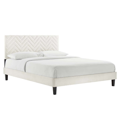 Leah Chevron Tufted Performance Velvet Platform Bed