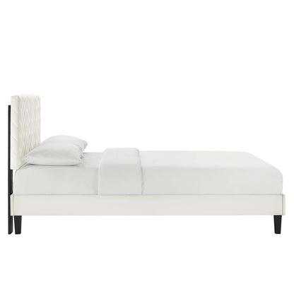 Leah Chevron Tufted Performance Velvet Platform Bed