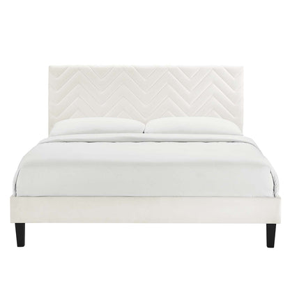 Leah Chevron Tufted Performance Velvet Platform Bed
