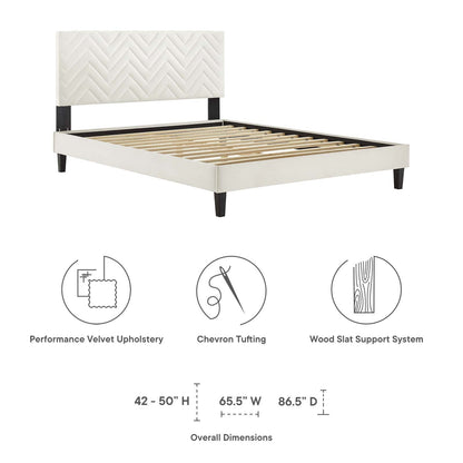 Leah Chevron Tufted Performance Velvet Platform Bed