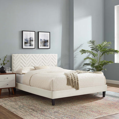 Leah Chevron Tufted Performance Velvet Platform Bed