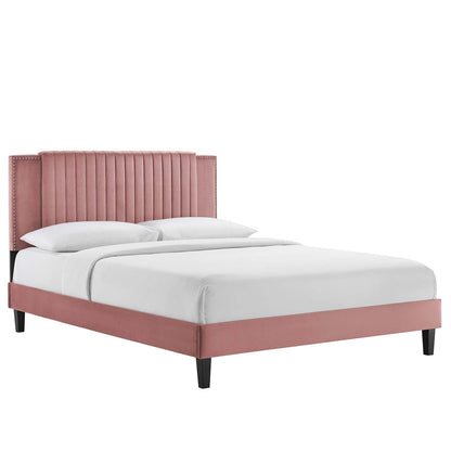 Zahra Channel Tufted Performance Velvet Platform Bed