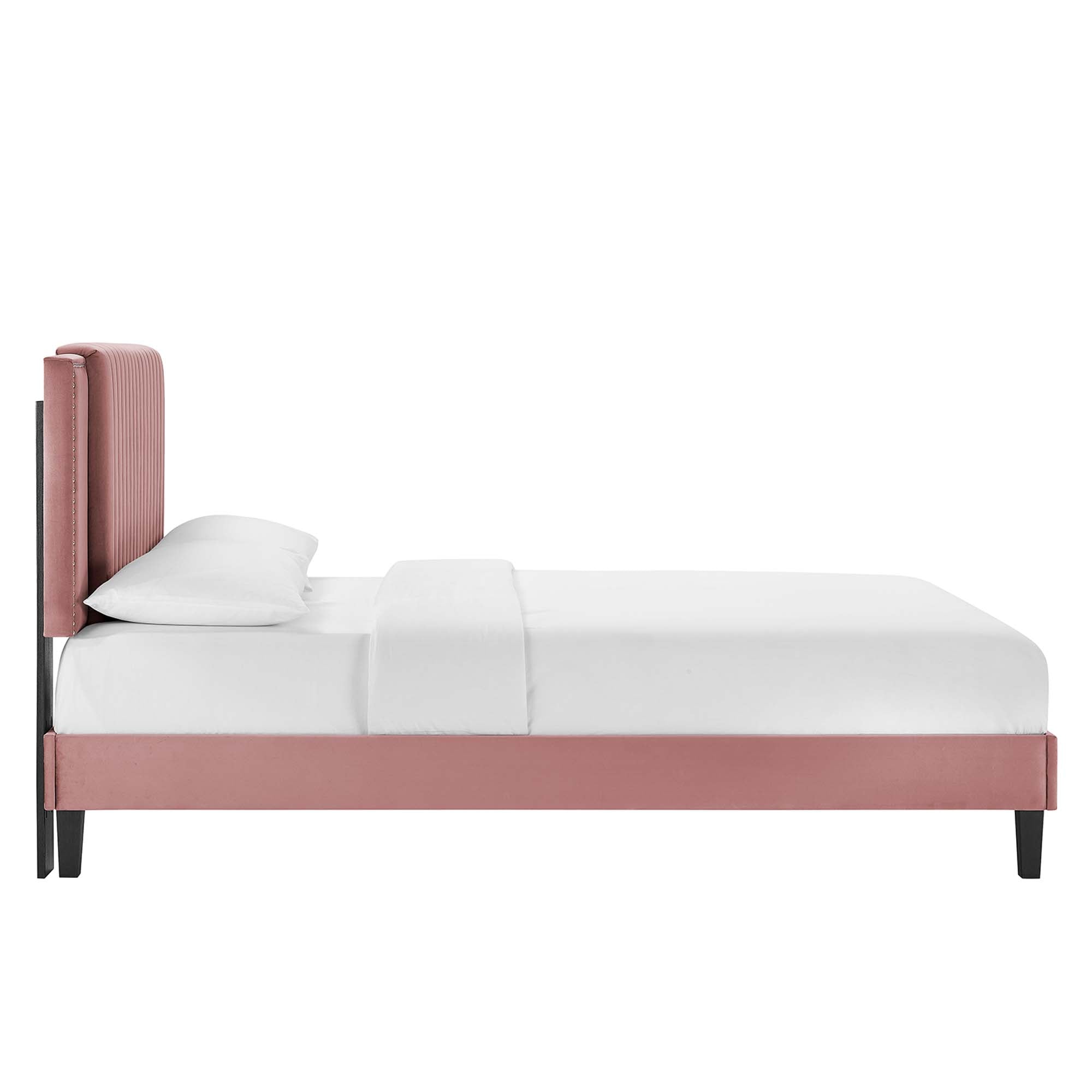 Zahra Channel Tufted Performance Velvet Queen Platform Bed