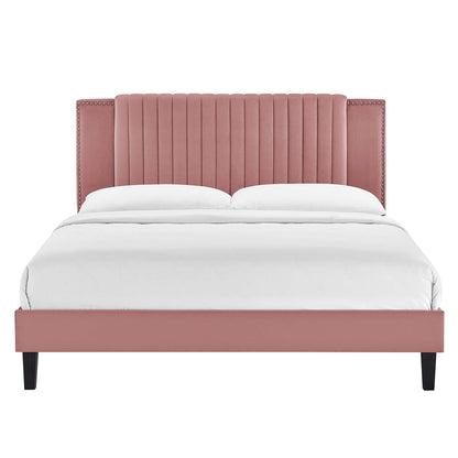 Zahra Channel Tufted Performance Velvet Platform Bed