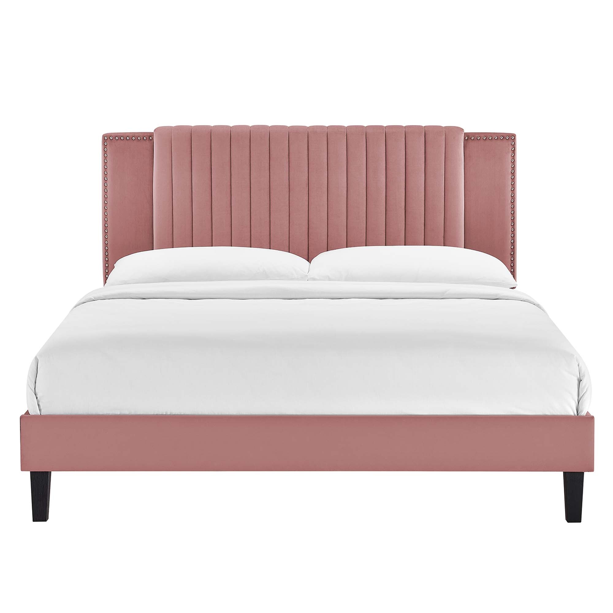 Zahra Channel Tufted Performance Velvet Queen Platform Bed