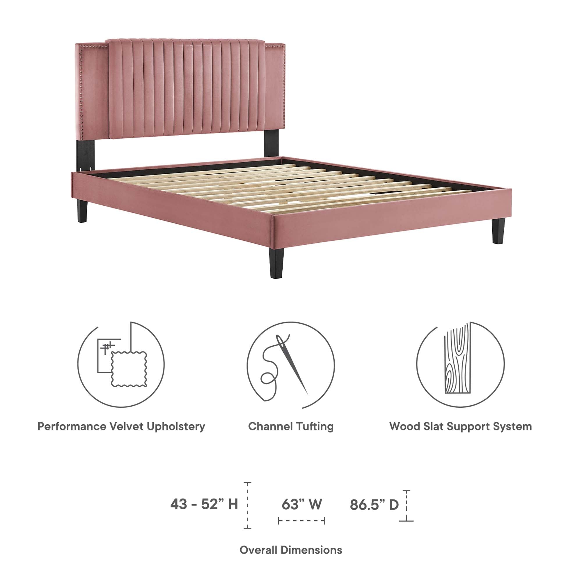 Zahra Channel Tufted Performance Velvet Queen Platform Bed