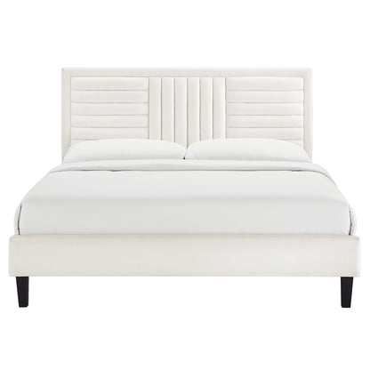 Sofia Channel Tufted Performance Velvet Queen Platform Bed
