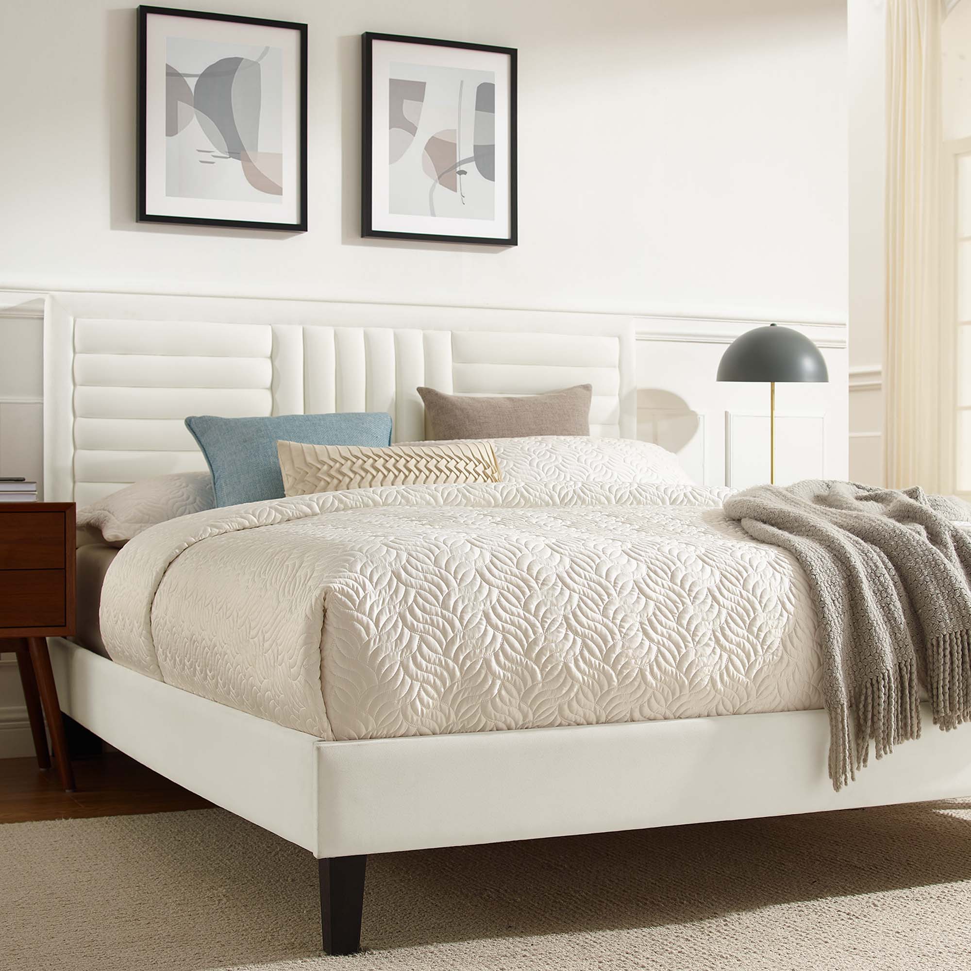 Sofia Channel Tufted Performance Velvet Queen Platform Bed