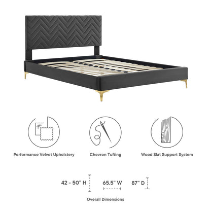Leah Chevron Tufted Performance Velvet Platform Bed