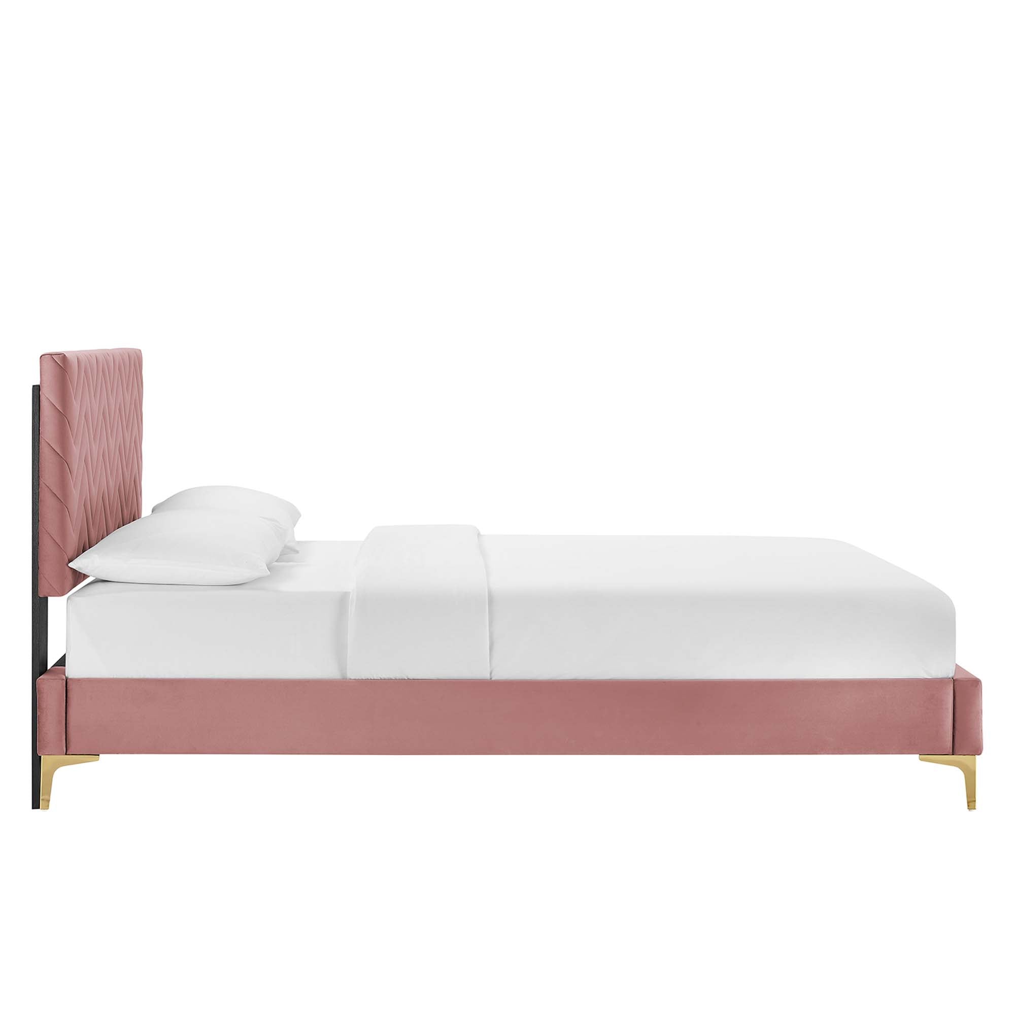 Leah Chevron Tufted Performance Velvet Queen Platform Bed