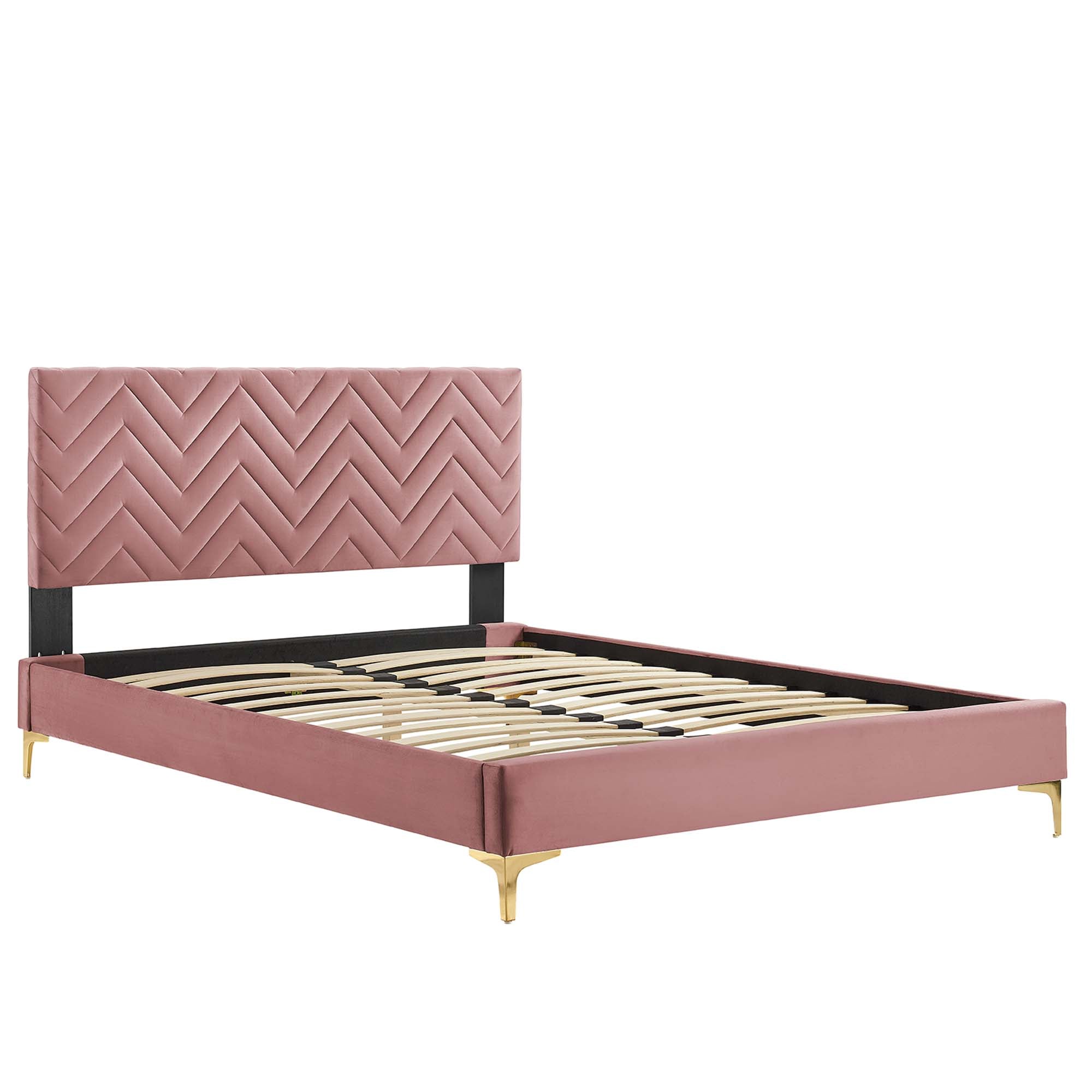 Leah Chevron Tufted Performance Velvet Queen Platform Bed