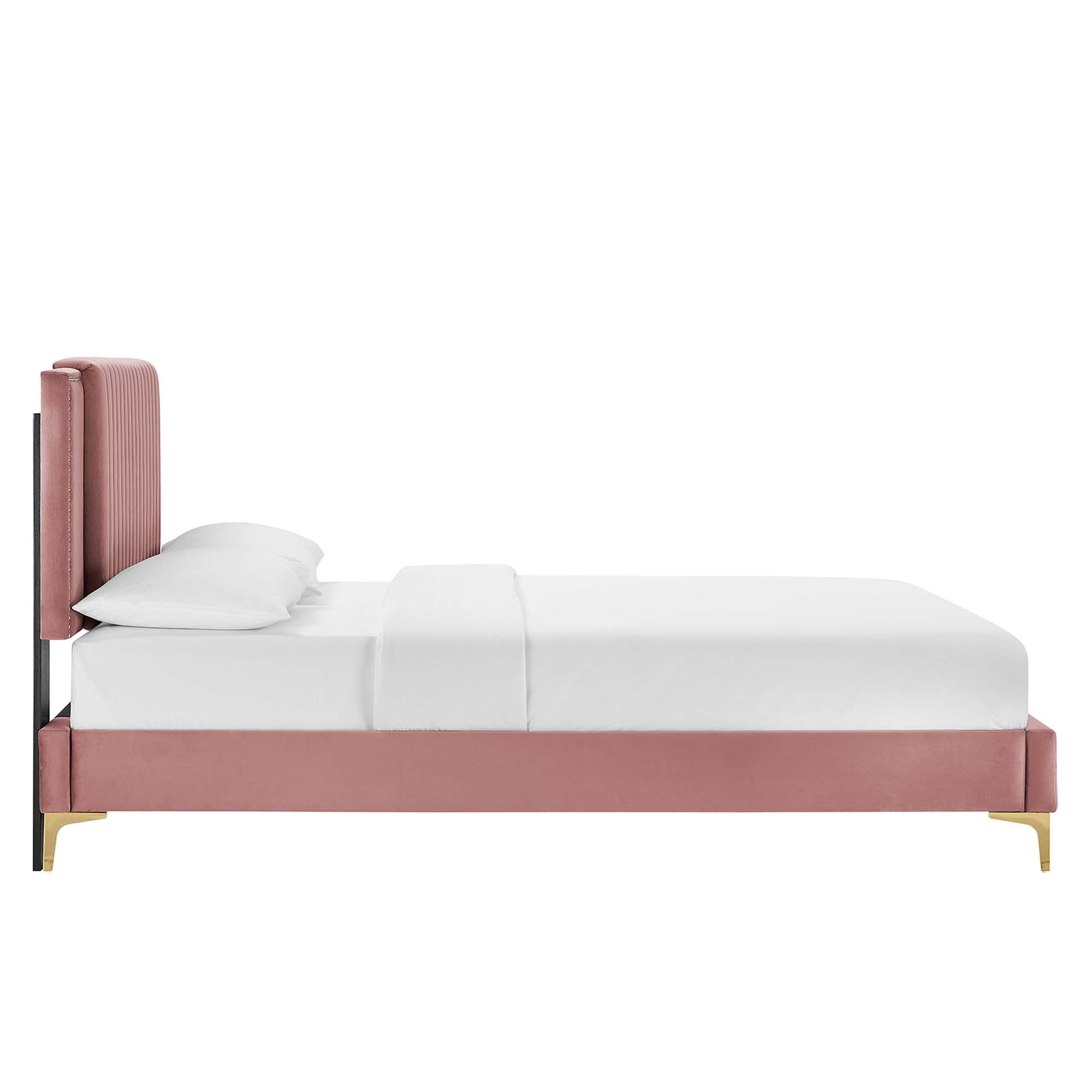 Zahra Channel Tufted Performance Velvet Queen Platform Bed