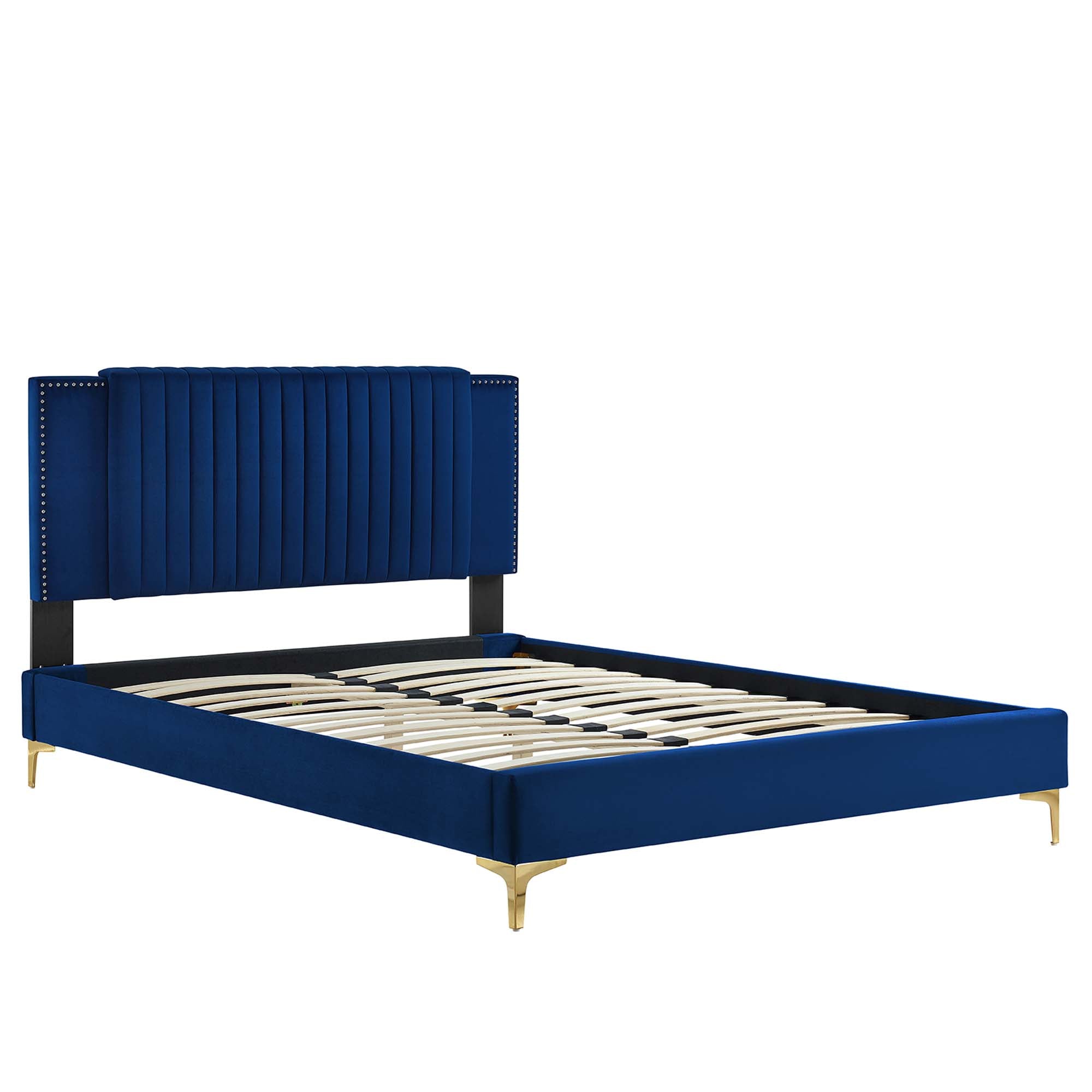 Zahra Channel Tufted Performance Velvet Queen Platform Bed