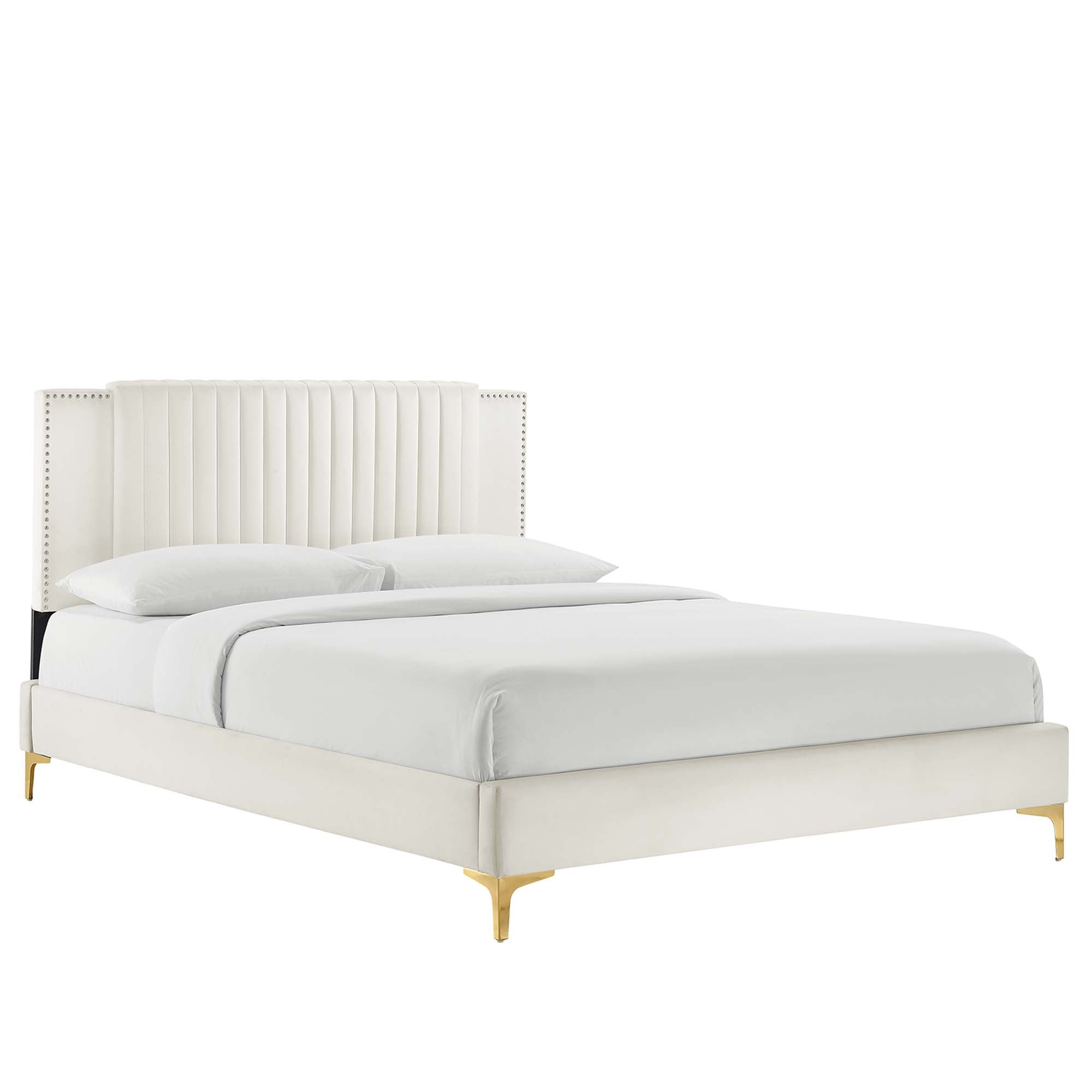 Zahra Channel Tufted Performance Velvet Queen Platform Bed