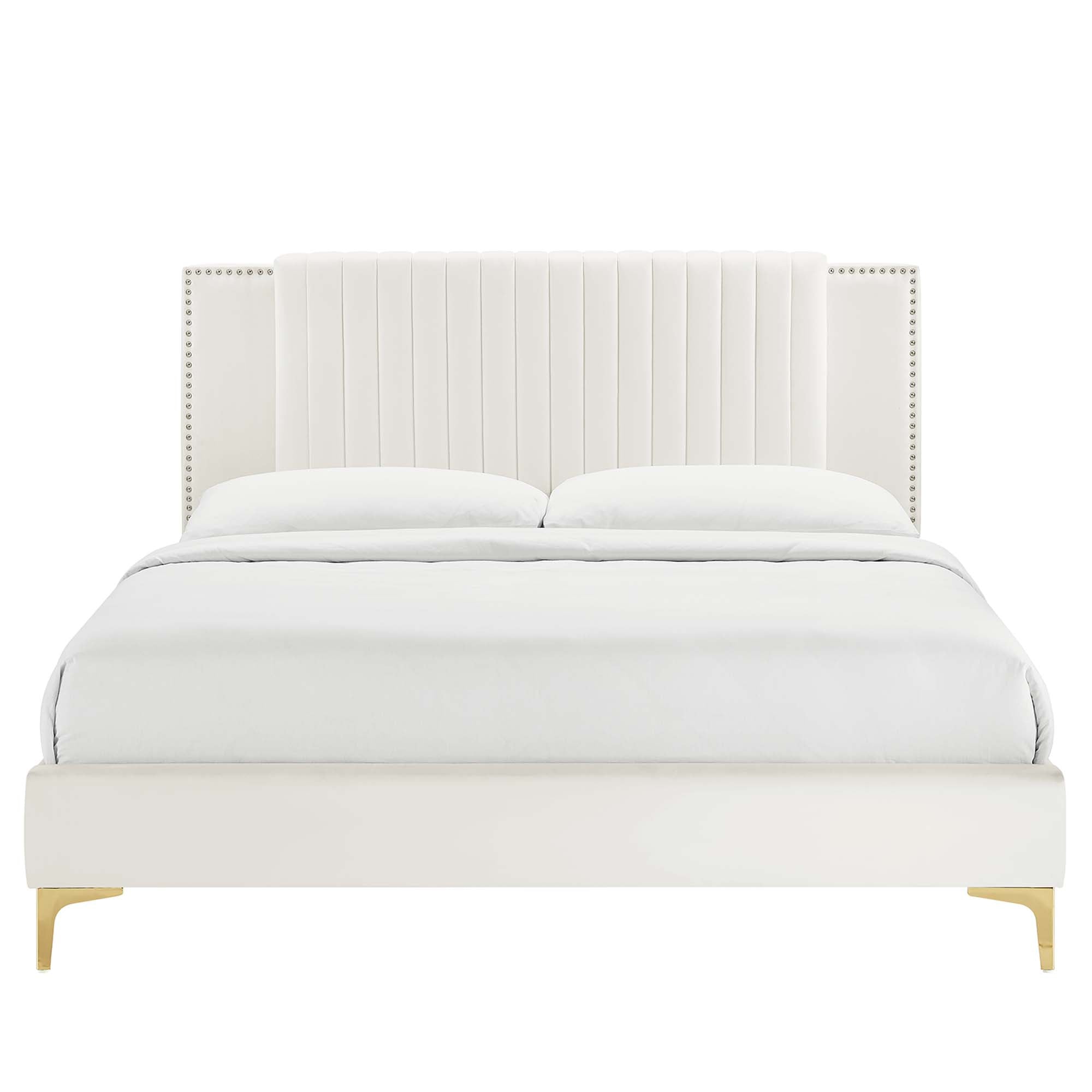 Zahra Channel Tufted Performance Velvet Queen Platform Bed