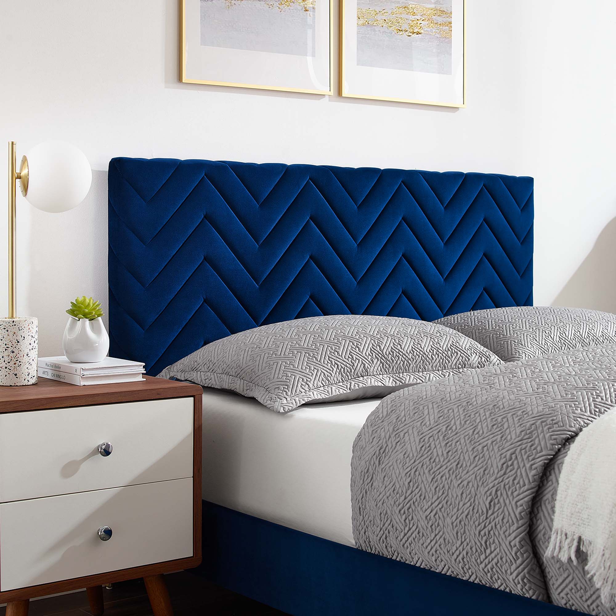 Leah Chevron Tufted Performance Velvet Twin Platform Bed