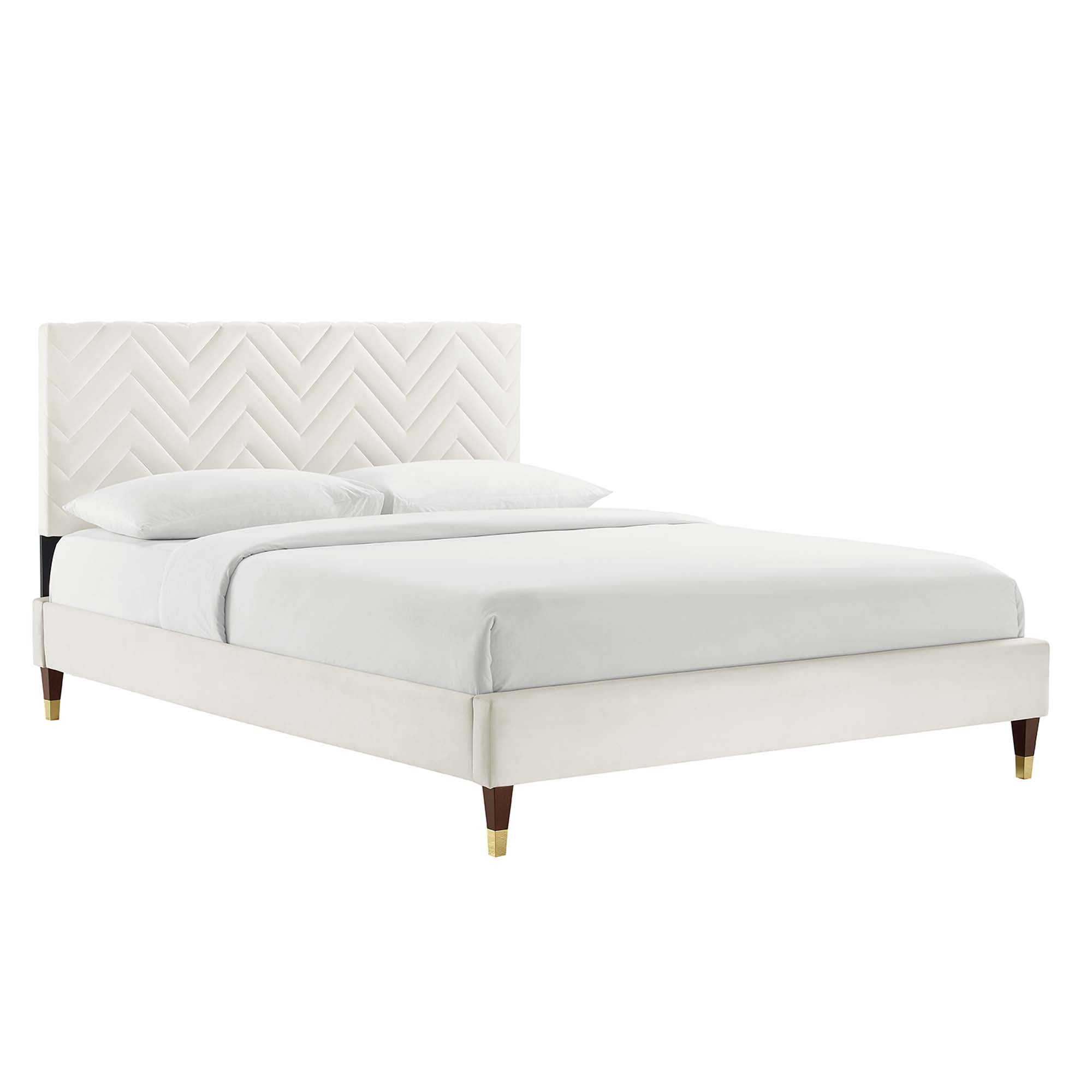 Leah Chevron Tufted Performance Velvet Twin Platform Bed