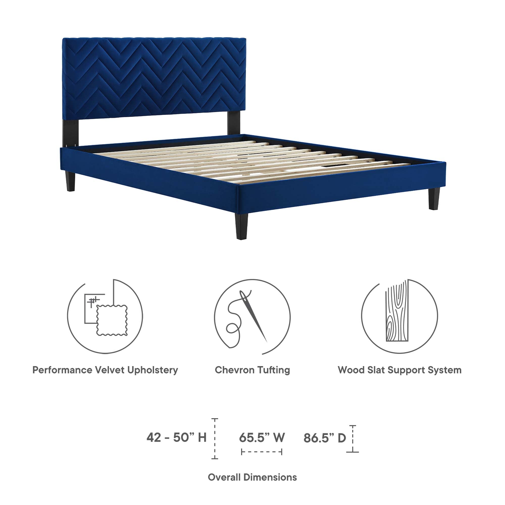 Leah Chevron Tufted Performance Velvet Twin Platform Bed