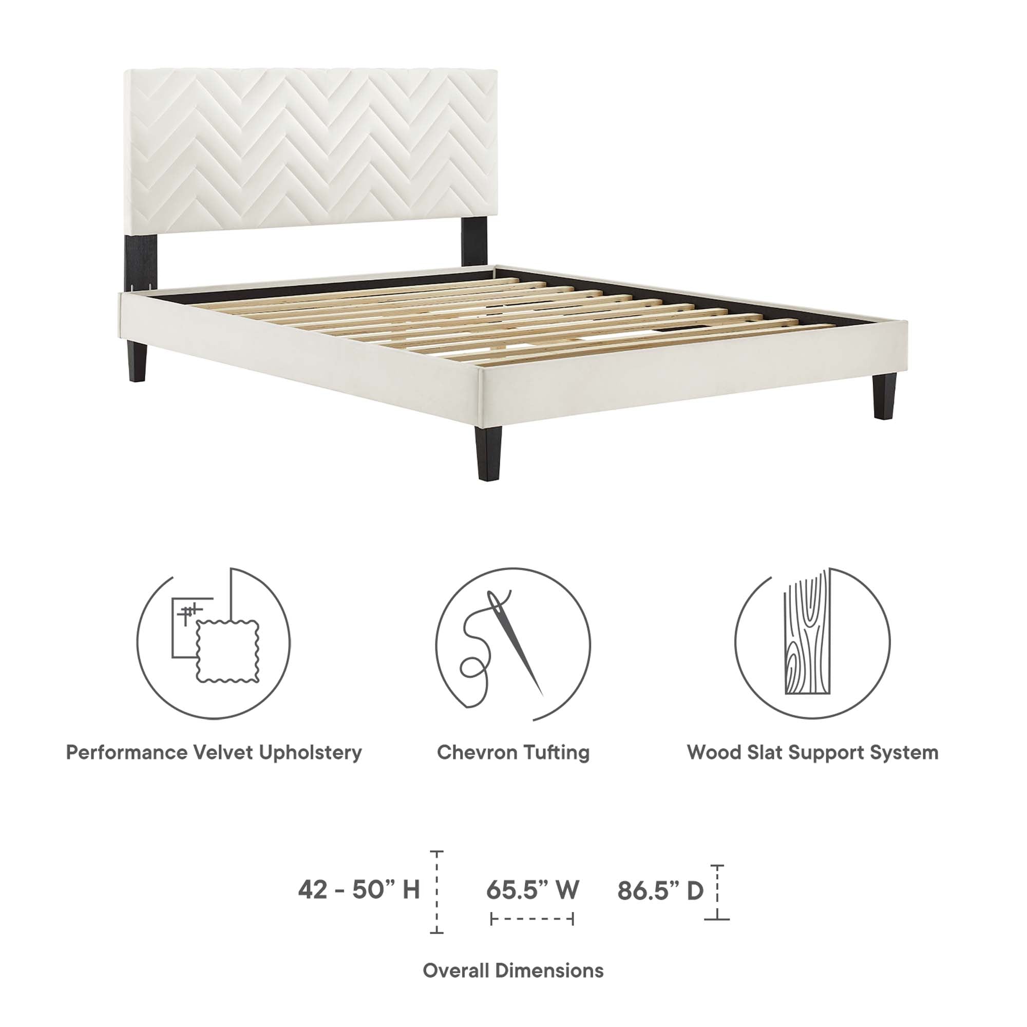 Leah Chevron Tufted Performance Velvet Twin Platform Bed