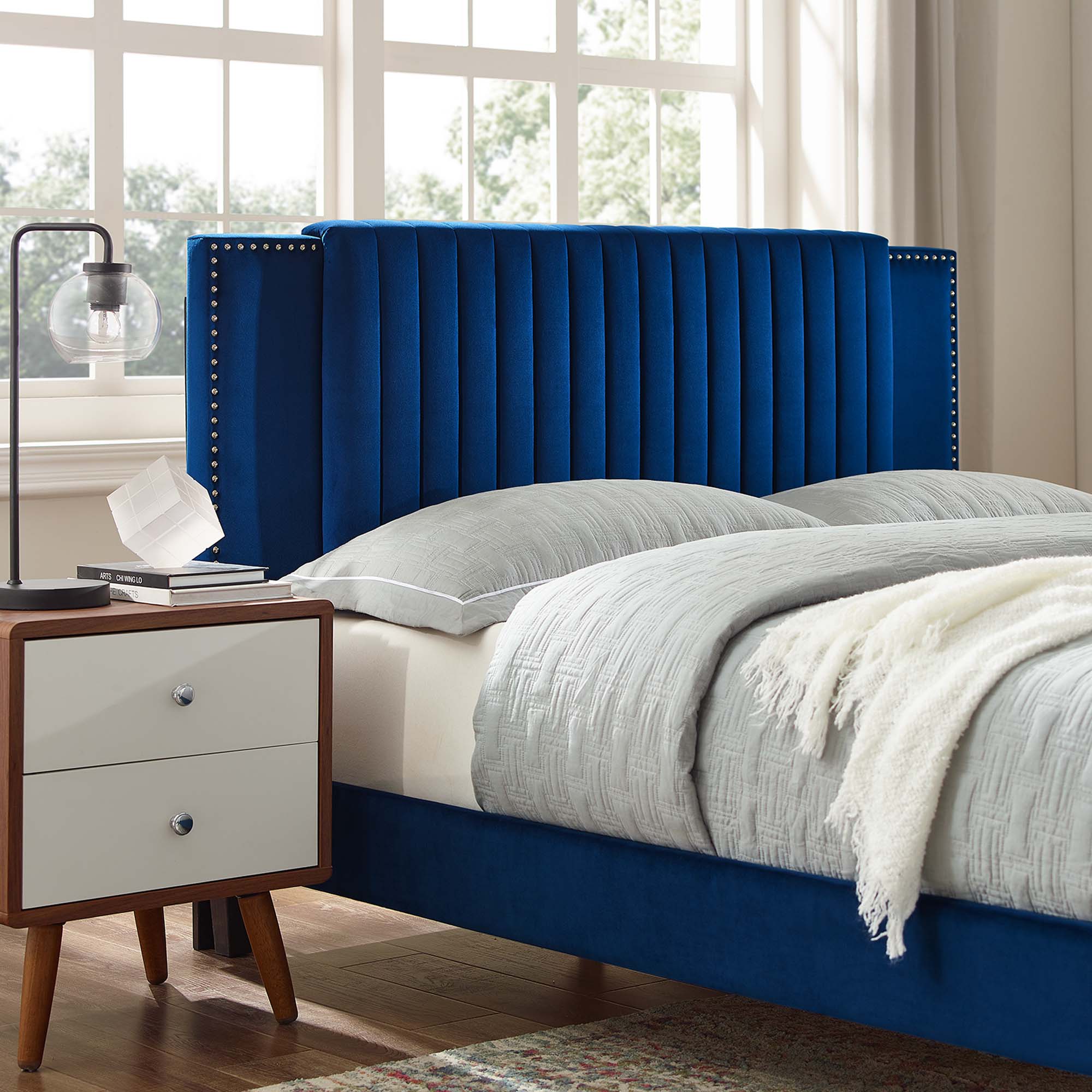 Zahra Channel Tufted Performance Velvet Twin Platform Bed