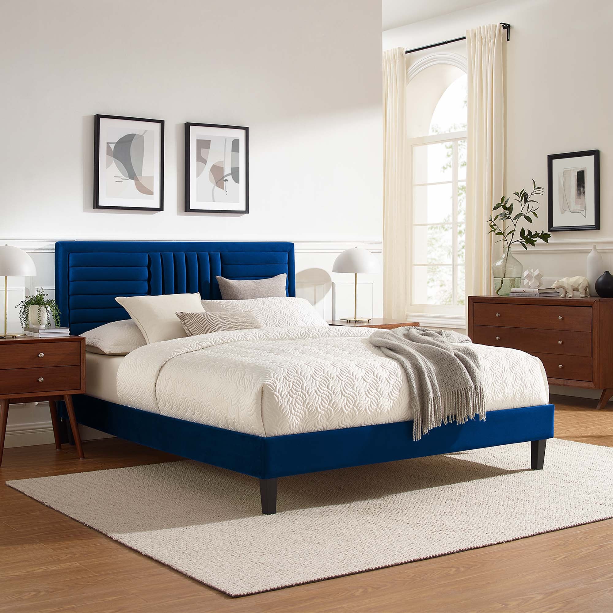 Sofia Channel Tufted Performance Velvet Twin Platform Bed