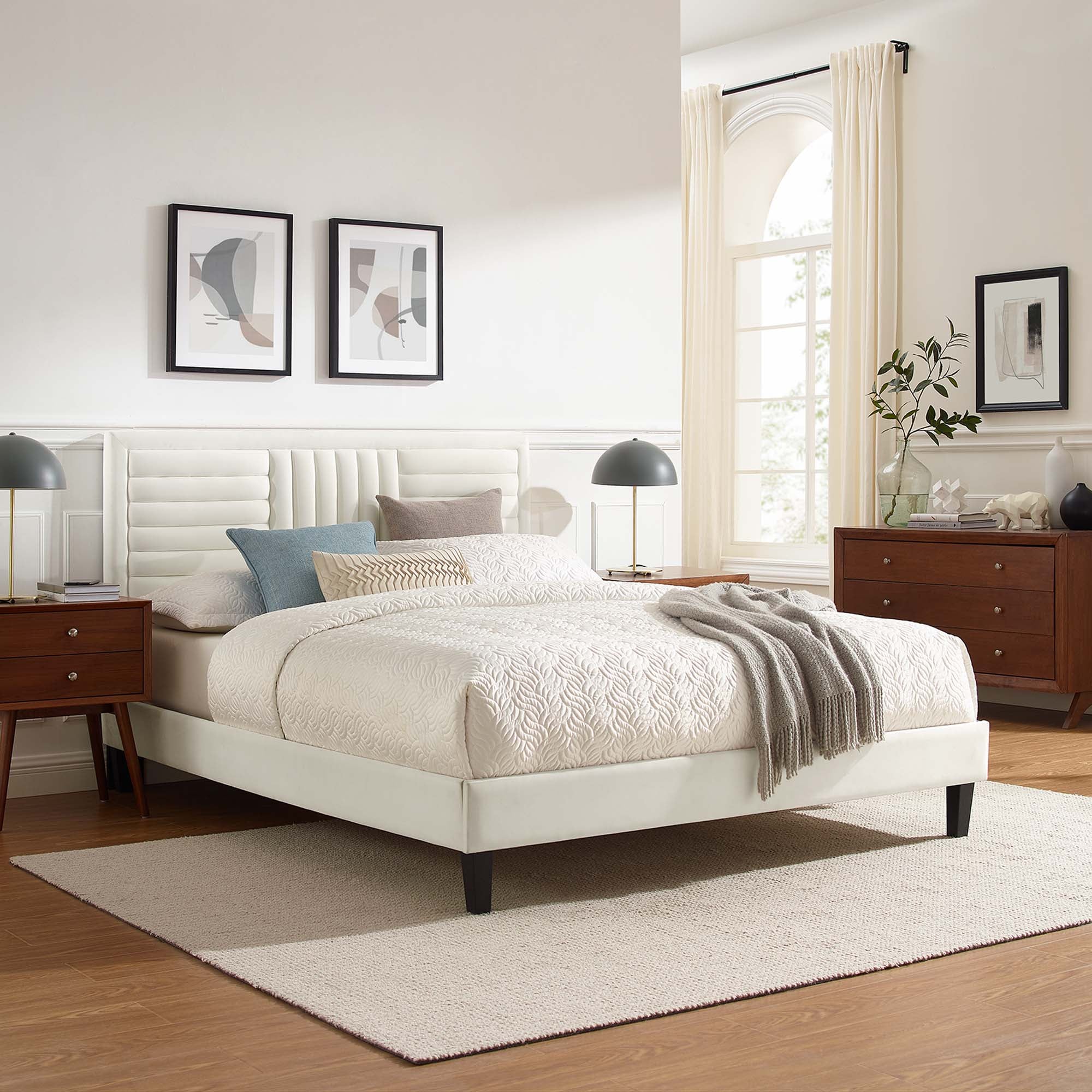 Sofia Channel Tufted Performance Velvet Twin Platform Bed