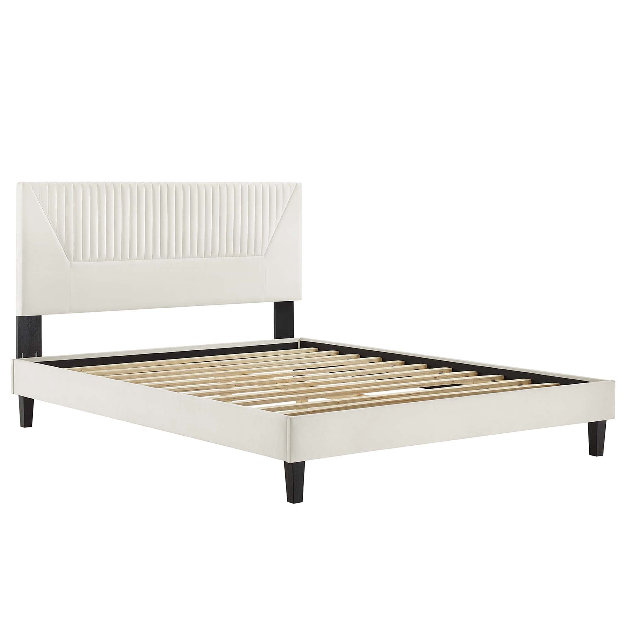 Yasmine Channel Tufted Performance Velvet Twin Platform Bed