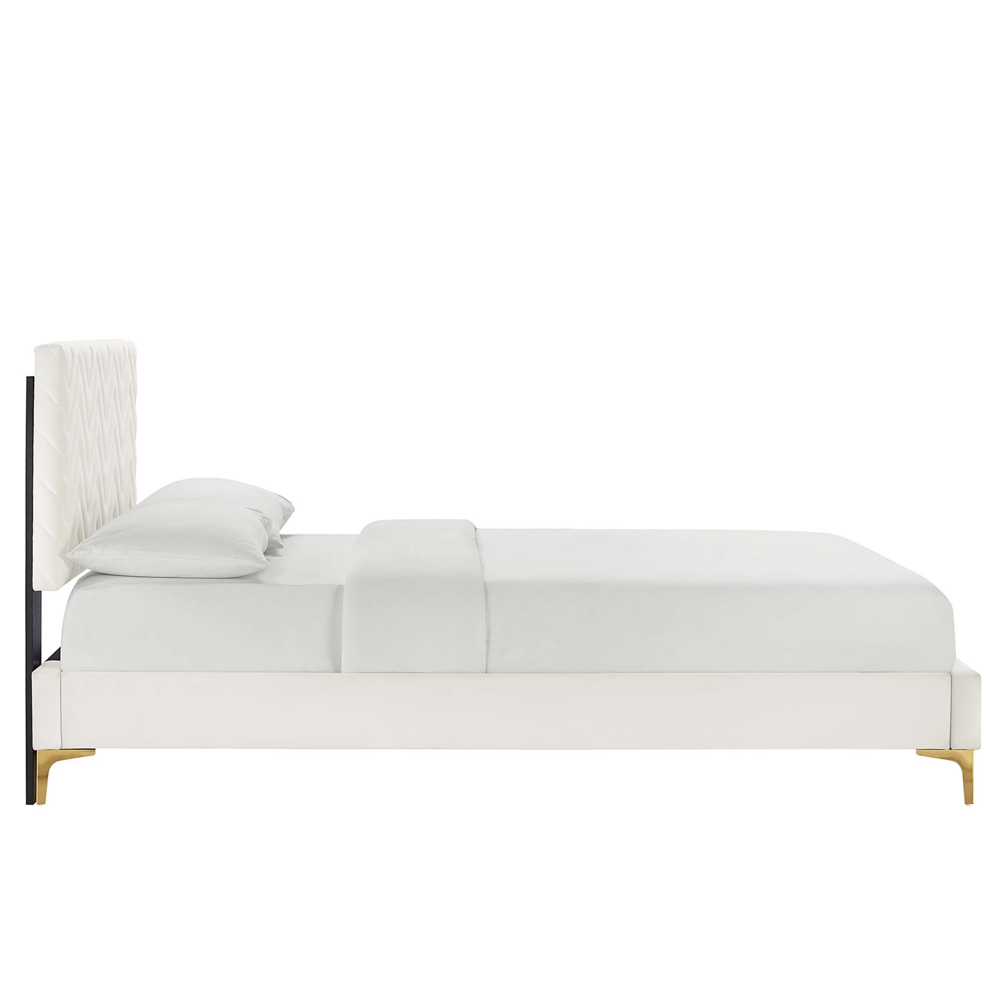 Leah Chevron Tufted Performance Velvet Full Platform Bed